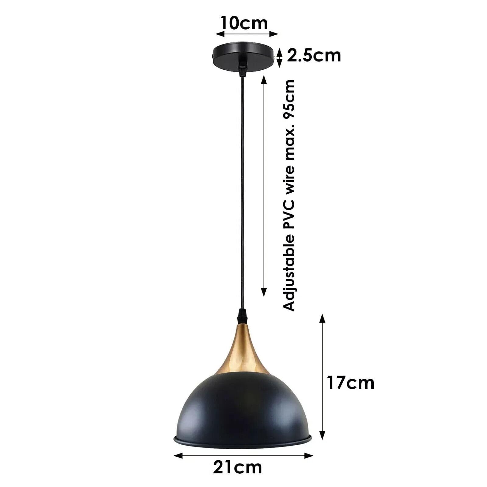 E27 Metal Pendant Light 21cm Dome Dimmable ~6265