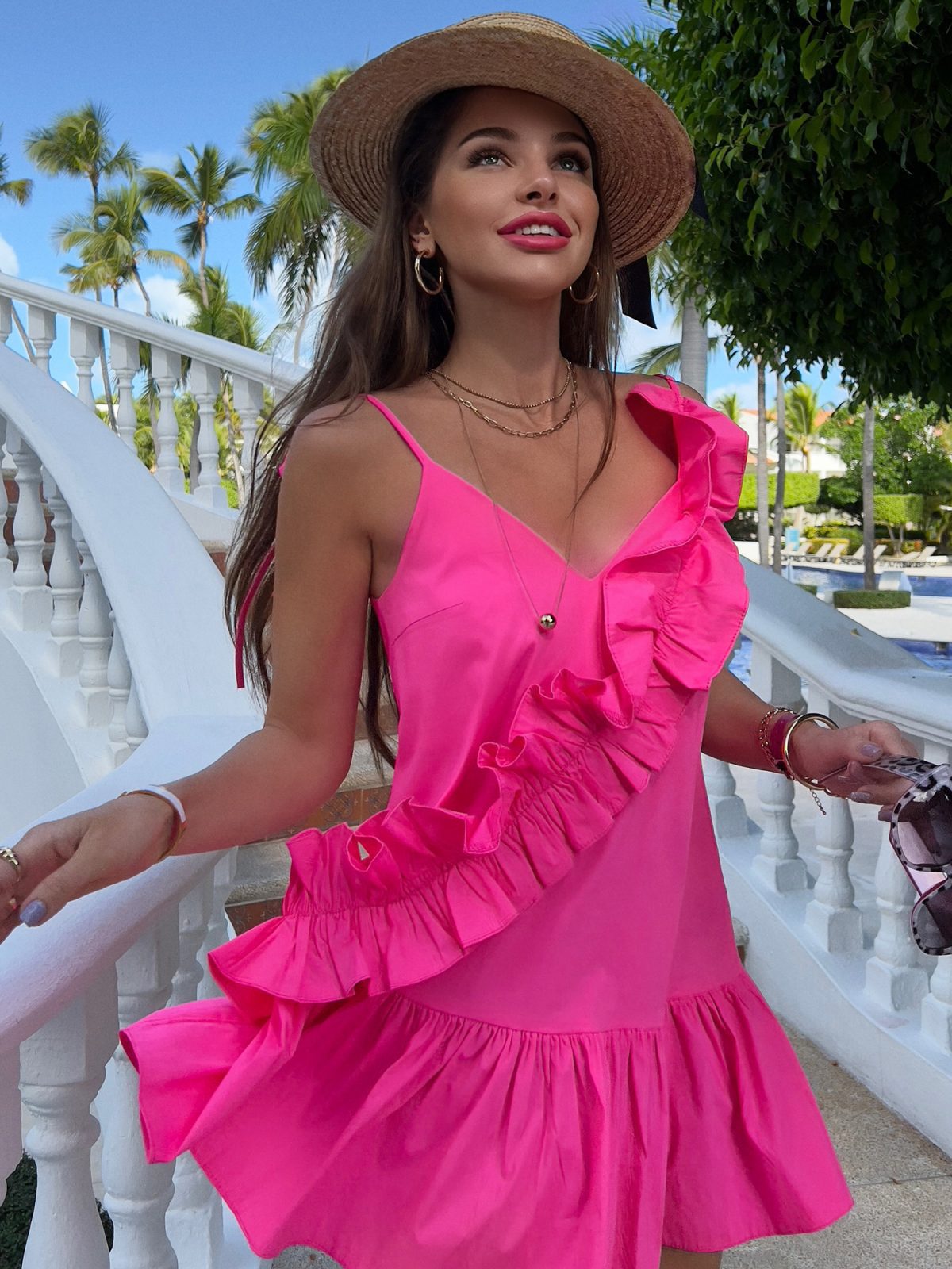pink summer short dress