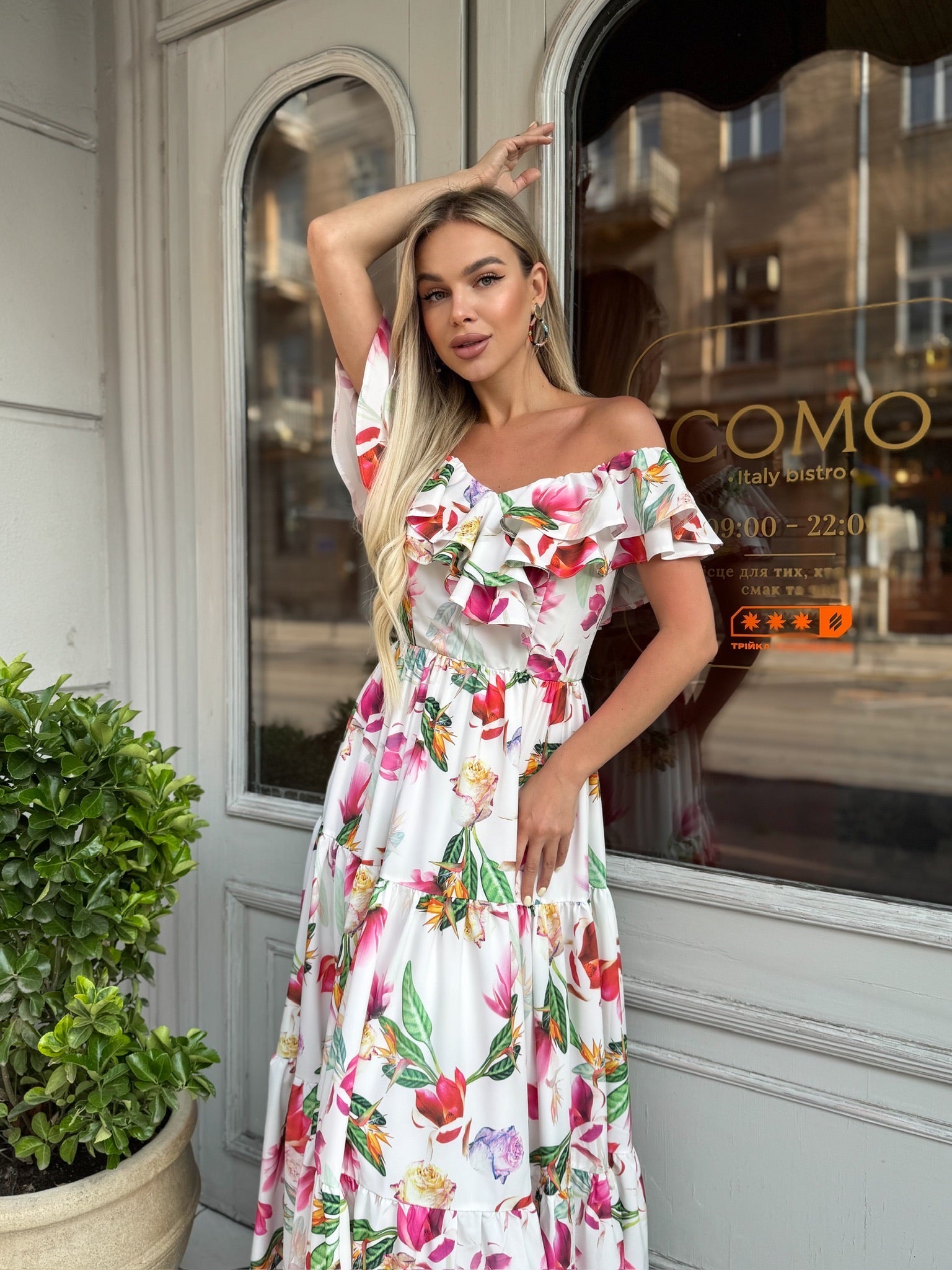 white floral dress