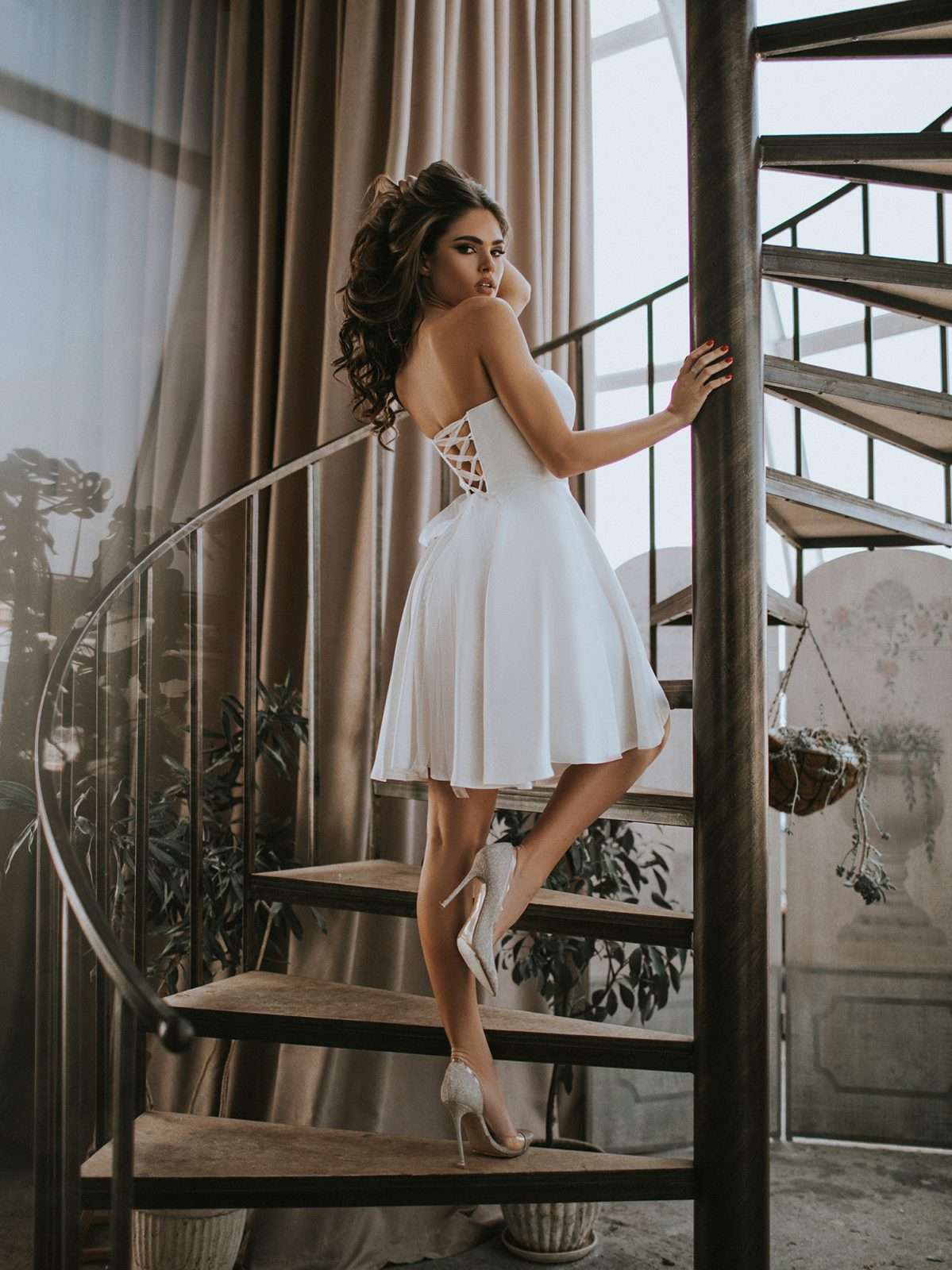 Short Wedding Dress Corset | A-Line Circle Skirt | Off Shoulder | GLOWSYOU-17
