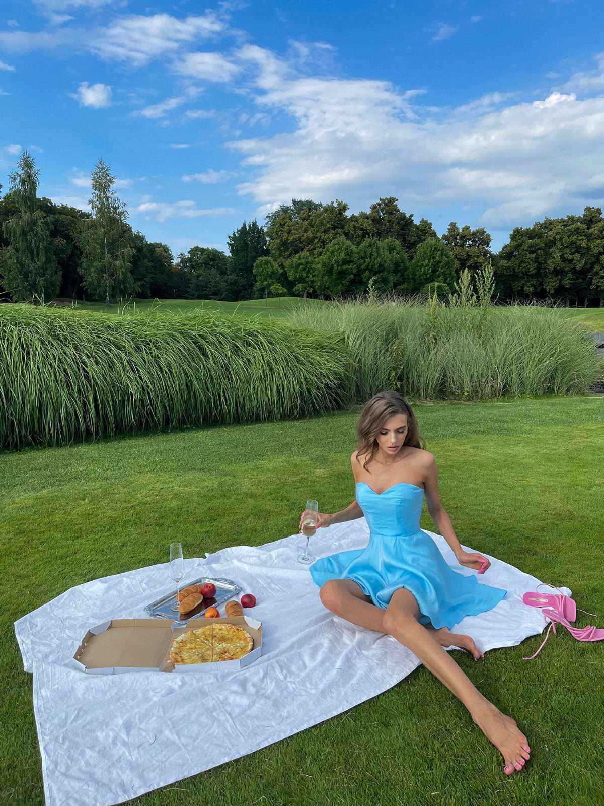 Sky Blue short corset dress A-line circle skirt — GLOWSYOU prom UK dress 2026